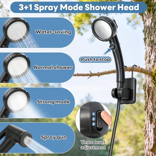 2026 Upgraded Portable Shower with Heater, 6000mAh Rechargeable Camping Shower Pump with LED Display, 3 Spray Modes 5 Gal Foldable Bucket, Outdoor Shower for Hiking RV Travel Pet Bath Car Washing - Image 5