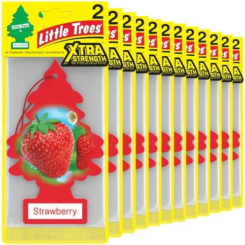 LITTLE TREES Car Air Freshener | Xtra Strength Provides Long-Lasting Scent for Auto or Home | Extra Boost of Fragrance | Strawberry, 24 Air Fresheners by LITTLETREES