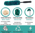 oesee Professional 4 Pack Long Handle Wheel Brush Kit for Cleaning Wheel and Tire- 2X Soft Wheel Cleaning Brush, Detailing Brush and Stiff Tire Brush, Bendable& Durable Wheel Rim Cleaner Brush Set - Image 5