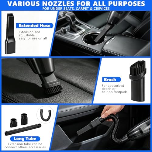 21PCS Car Detailing Kit Interior Cleaner - with Handheld Car Vacuum, Windshield Cleaning Tool, Detailing Brushes, Car Cleaning Supplies Kit for Women Men (Blue) - Image 3