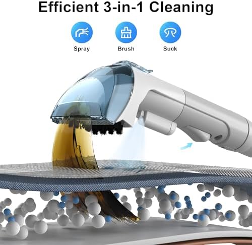 Carpet Cleaner Machine Upholstery - 450W Shampooer Couch Cleaning Portable Vacuum Rug Sofa Car Seat Fabric Mattress Pet Spot Extractor for Furniture Water Hand Held Scrubber Small Deep Washer - Image 2