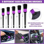 Windshield Cleaner Tool, 17Pcs Car Interior Detailing Kit, Detailing Brush, Towels, Duster, Car Cleaning Kit Interior for RVs, Truck, Trailer (Purple) - Image 4