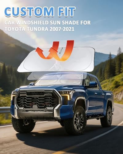 INSAUTO for Tundra 2020 Windshield Sunshade Car Window Sun Shade Custom Fit 2007-2021 Toyota Tundra Windshield Cover Limited SR5 Platinum TRD Pro 2Dr 4Dr Pickup Truck Accessories Sun Shield Protector - Image 2