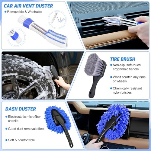 Nilight 27PCS Car Detailing Kit for Interior Exterior Car Care, Blue - Image 4