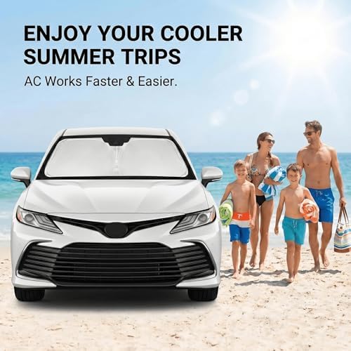 Windshield Sun Shade for Toyota Camry 2018-2023 2024 Front Window Sunshade Custom Fit Camry Accessories LE XLE Hybrid SE XSE Sedan Sun Visor Foldable Shade Blocks UV Rays Must Have Car Accessories - Image 4