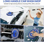 64'' Car Wash Brush with Long Handle, RV Flow-Through Wash Brush with Adjustable Handle, Anti-Scratch Plus Size Soft Car Wash Brush Mop with Hose Attachment Car Wash Kit for SUV RV Truck Boat - Image 3