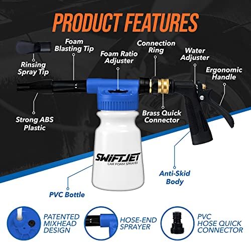SwiftJet Car Wash Foam Gun + Wash Mitt - Works with Any Soap & Garden Hose - Image 2