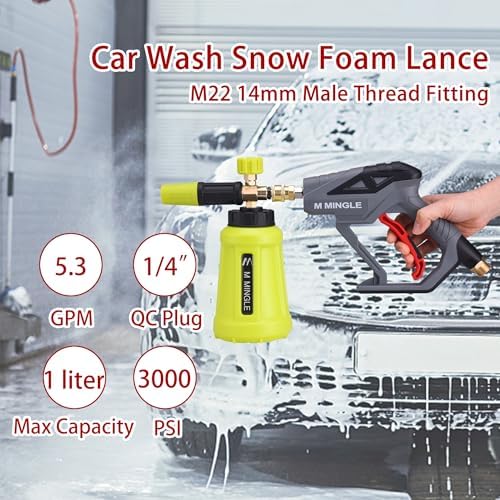 M MINGLE High Pressure Washer Gun Snow Foam Lance, 4000 PSI, 1 Liter - Image 6