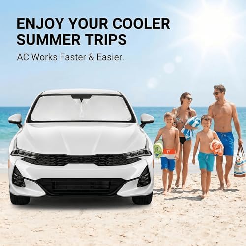Windshield Sun Shade for KIA K5 2021 2022 2023 2024 2025 2026 Front Window Shade Custom Fit K5 Accessories, GT-Line, GT, Sedan Sun Visor Foldable Shade Blocks UV Rays Summer Must Have Car Accessories - Image 4