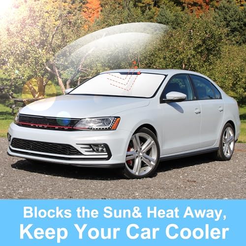 TINGLU Sun Shade for Volkswagen VW Jetta 2011-2018 Accessories Windshield Sun Shade Window Shade UV Rays Protection Sun Visor Cover with Steering Wheel Sunshade Storage Bag - Image 5