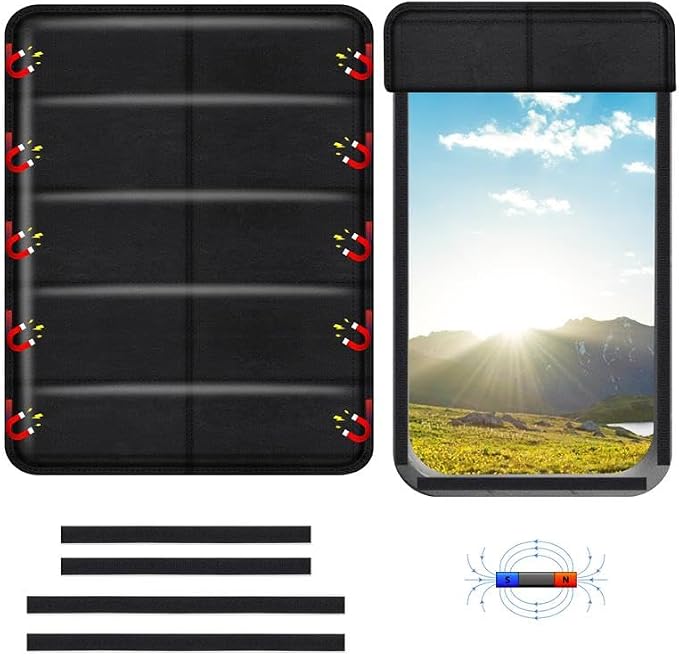 EcoNour RV Magnetic Window Shade for Side Door,Foldable UV Protection Cover | Blackout Winnebago Itasca Sunova Class A RV Entry Doors | 4 Hook & Loop Waterproof Oxford Fabric | Large (27" ×18") by EcoNour