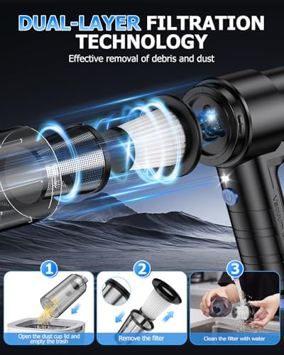 AHNR Handheld Car Vacuum Portable Cordless, 16000PA Hand Vacuum Cleaner - Image 6