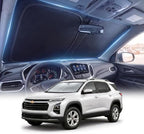 DMJN Front Windshield Sun Shade for Che-vrolet/Chevy Equinox (2018-2026), [Nano Ice-Crystal Coatings] UPF50+ Heat & UV Block, Protect Car Interior & Keep Cool, Flodable Steel-Ring Car Cover for Summer by DMJN