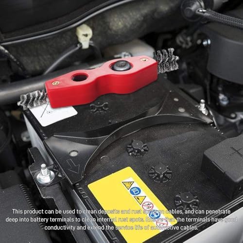 4 in 1 Car Battery Cleaning Brush, Battery Terminal Cleaner, Anti-Rust Auto Battery Cleaner with Steel Wire, Car Accessories Vehicle Machine Parts Clean Tools for Most Vehicles (Red) - Image 7