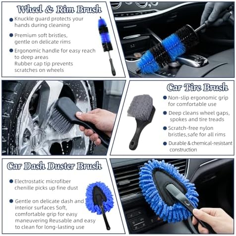 37Pcs Car Detailing Kit, Car Detailing Brush Set, Car Wash Cleaning Kit, Car Detailing Brushes, Professional Car Care Kit for Interior Exterior Wheels, (Drill is NOT Included) - Image 3