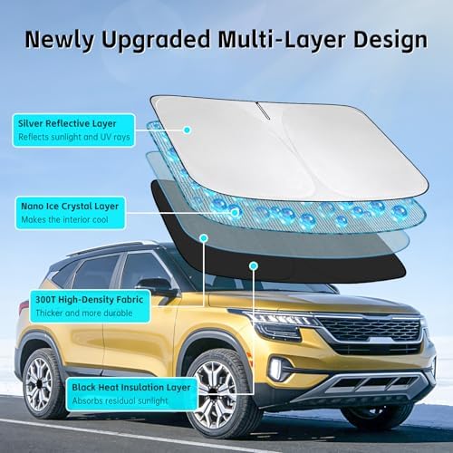 Windshield Sun Shade for Kia Seltos 2021-2026 Sunshade - Image 3