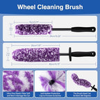 4 Pack Wheel Tire Cleaning Brush Kit Cars Motorcycles RVs Trucks Rim Hub Ultra Soft Microfiber No Spatter 360 Bendable Synthetic Woolies Wash Vehicles Bristle Set - Image 2
