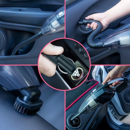 20Pcs Car Cleaning Kit, Interior Detailing Kit with High Power Handheld Vacuum, Detailing Brush Set, Windshield Tool, Pink Complete Auto Accessories for Women - Image 3