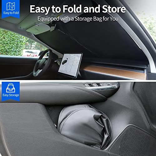 Upgraded Sunshade, Improved UV Protection Fabric, Foldable Front Sun Shade, Custom Accessories for Tesla Model 3/Y/Y Juniper 2016 to 2026 - Image 5