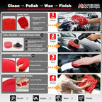 32Pcs Red Car Detailing Kit – Brush Set & Cleaning Kit with Drill Brush, Polishing/Waxing Pads, Interior/Exterior Tools for Wheels & Windshield – Portable Handbag - Image 5