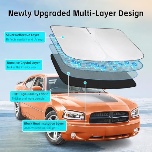 Windshield Sun Shade for Dodge Charger 2006-2010 Sunshade - Image 3