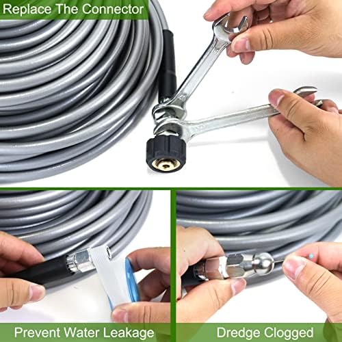 Sewer Jetter Kit 100FT for Pressure Washer, 5800PSI Drain Cleaner Hose - Image 5