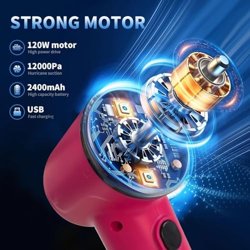 Portable Car Vacuum Cordless,2-in-1 Blow Suction Handheld Cleaner with Multi-Nozzles, Rechargeable Mini Vacuum for Car, Home, Office, Pet Hair, Sofa, Keyboard. - Image 4