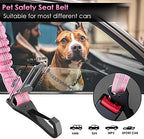 SlowTon Dog Car Seat Belt, 3 in 1 Latch Bar Attachment Dog Safety Seatbelt | Hook Latch Bar& Seatbelt Buckle, Reflective, Heavy Duty Nylon, Durability, Easy of Use, for Travel Riding, Pink, 27.5" - Image 5