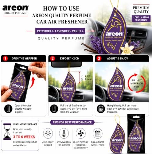 AREON MON Patchouli Lavender Vanilla Scent Hanging Car Air Freshener 12 PCS - Image 4