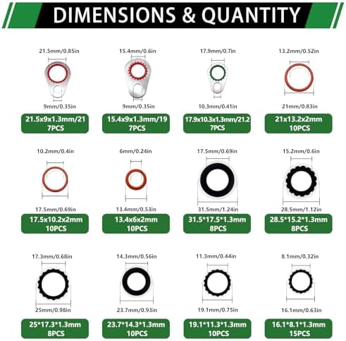 110PCS A/C Compressor Port Bonded Seal Gasket Kit, A/C Seal Washers - Image 2