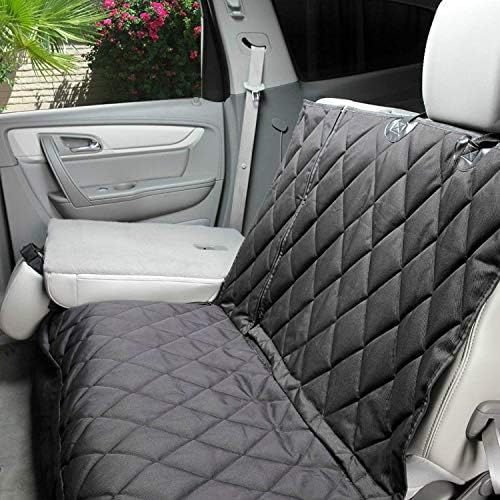 4Knines Dog Rear Seat Cover for Fold Down Seats - Hammock, Black Regular | Heavy-duty split design fits 60/40 and 50/50 fold-down seats. K9-Shield waterproof protection and a non-slip backing. by 4Knines