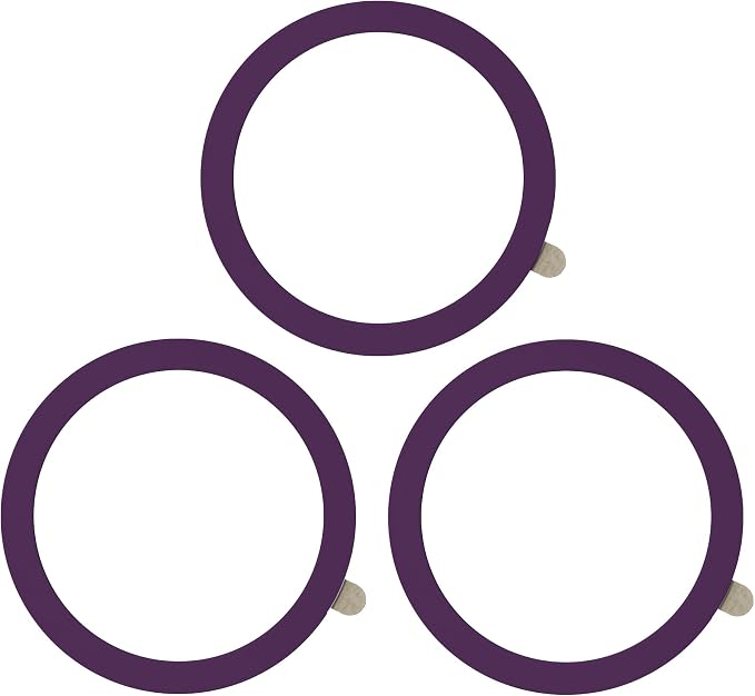 TENOC Universal Metal Ring Sticker, 3Pcs, Purple | Compatible with iPhone/Samsung/Android Cellphones, Magnetic Phone Charger/Mount/Holder Conversion by TENOC