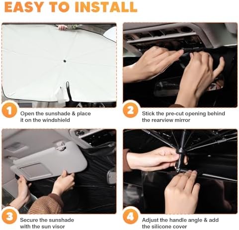 KUST Windshield Sun Shade Umbrella for 2018-2026 Chevrolet Chevy Traverse | Custom Fit Windshield Sunshade | Foldable Sunshade with Bendable Handle | Blocks Heat & UV Scratch Resistant - Image 6