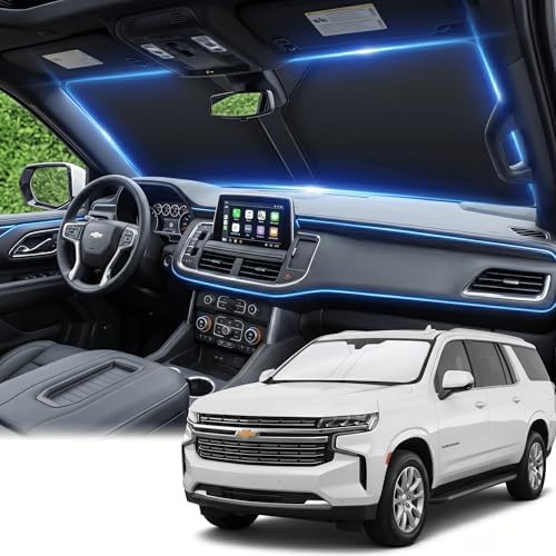 Windshield Sun Shade for Chevy/Chevrolet Suburban 2021-2024 2025 2026 Sunshade Front Window Shade Custom Fit Suburban Accessories Sun Visor Foldable Shade Blocks UV Rays Accessories by AuyNeas