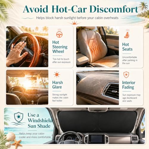 Sienna Windshield Sun Shade, Custom Fit Foldable Front Window Sunshade Visor, Reflective UV and Heat Block Interior Protector, Fits 1998–2025 Models - Image 3