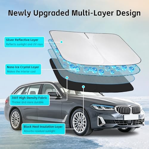 Windshield Sun Shade for BMW 5 Series 2010-2023 Sunshade - Image 3