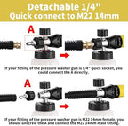 FENG PAI Foam Cannon for Pressure Washer with Dual-Connector Accessory, 7 Power Washer Sprayer Nozzles, 1/4" Quick Connect Double Tip Attachment Soap Bottle Sprayer Soap, 3600 PSI (White) - Image 4