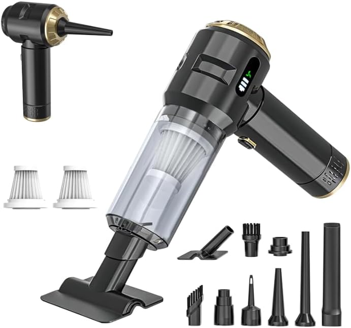 Handheld Vacuum Cleaner Cordless, 23000Pa Powerful Car Mini Vacuum Cleaner, Rechargeable Portable Lightweight dust Catcher for Home Car Carpet Stairs Pet Hair Deep Cleaning（Black-Gold）. by Unknown
