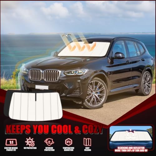 Windshield Sun Shade for BMW X3 2018-2026, Accordion Folding Design - Image 2