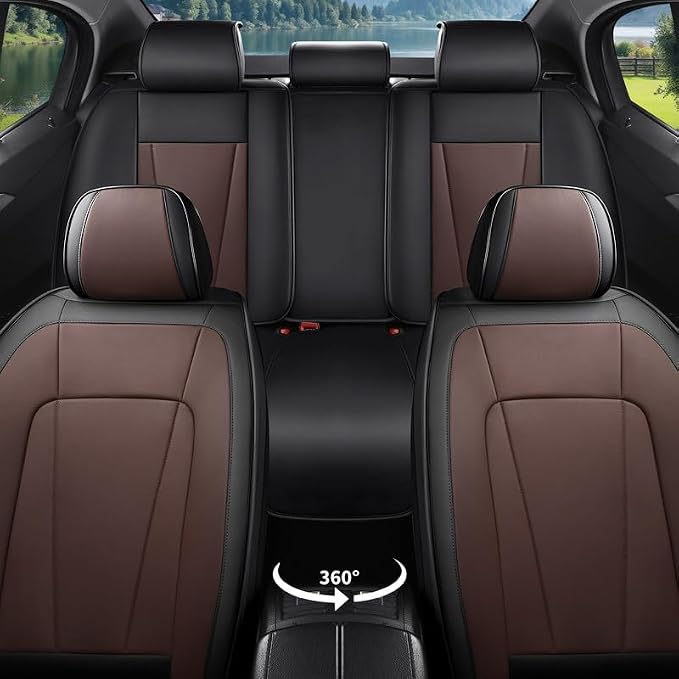 Car Seat Covers Full Set Custom Fit For Kia Niro 2017-2026 ,Black&Brown | Premium Faux Leather, Waterproof, Anti-Slip, Airbag Compatible, Breathable, Car Seat Protectors, 2 Rows 5 Seats - Image 3