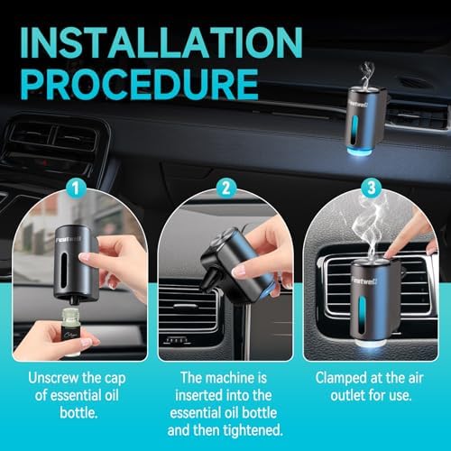 Featwell Car Air Freshener, Air Freshener Diffuser Three Adjustable Modes, Aromatherapy Machine Rechargeable (Grey) - Image 3