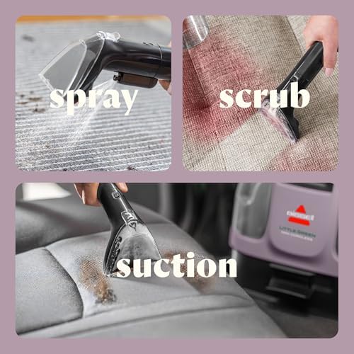 BISSELL Little Green Mini Cordless Portable Carpet and Upholstery Deep Cleaner, Car/Auto Detailer, with HydroRinse Self-Cleaning Tool and 4" Tough Stain Tool, Limited Edition Color Dusk Pink, 4015F - Image 4
