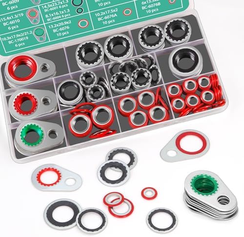 XBVV 95 PCS 12 Sizes Premium A/C Conditioning System Compressor Gasket Seal, Automotive Air Conditioning Compressor Port Seal Gasket Kit Bonded Gasket Seal Assortment Set - Image 4