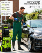 2026New Pressure Power Washer 5000PSI with Adjustable Touch Screen 8 Level, 34" Tall, 4 Quick Connect Nozzles,Inlet Hose&Filter&500mlFoam Cannon for Cars/Fences/Driveways/Home Cleaning(Yellow) - Image 2
