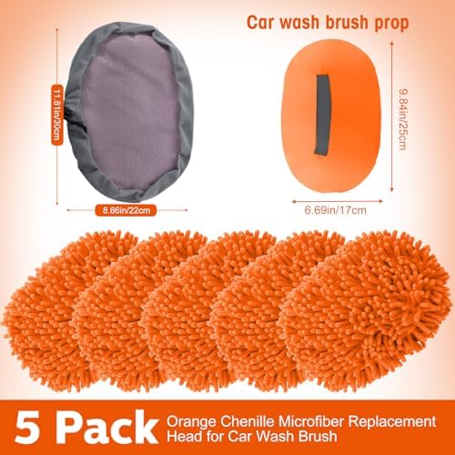Layhit 5 Pcs Car Wash Mitt Set, Brush Not Included, Orange - Image 2