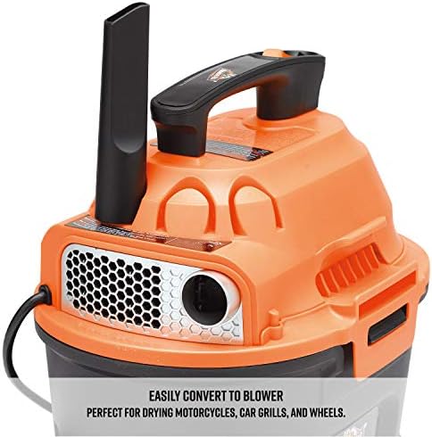 Armor All, AA255, 2.5 Gallon 2 Peak HP Wet/Dry Utility Shop Vacuum, Orange - Image 6