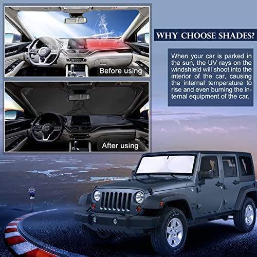 Sunshade Sun Shade for 2018-2024 2025 Jeep Wrangler JL JLu JK JKU Windshield Cover Custom Fit 2020-2025 2026 Jeep Gladiator Front Window Shields Protector 210T Reflective Blocks UV Rays Keep Cool - Image 6