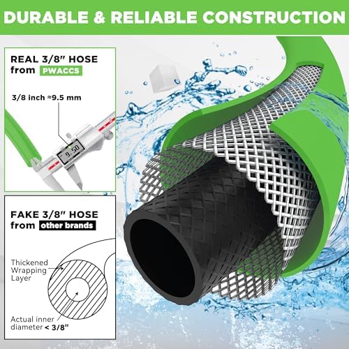 PWACCS Pressure Washer Hose 100FT 3/8", Steel Wire Braided Power Wash Hose - Image 4
