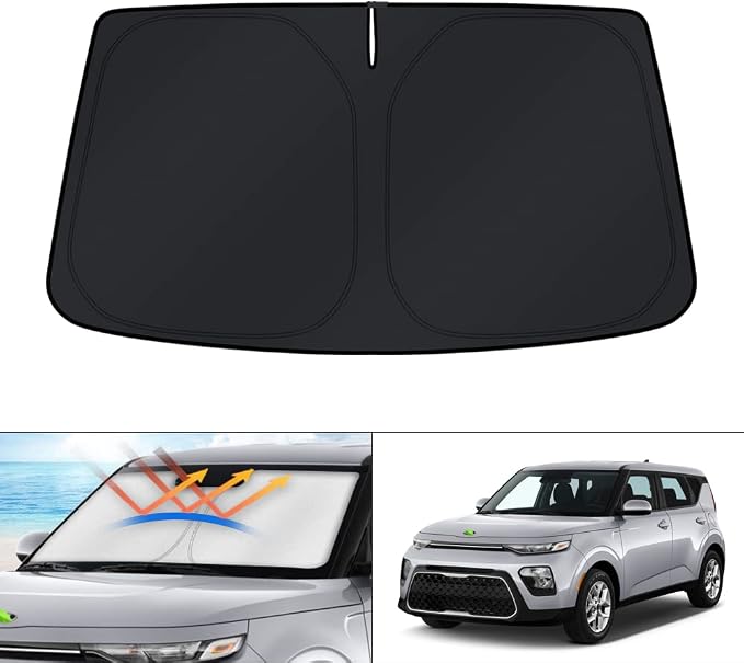 KUST Windshield Sun Shade for Kia Soul 2020 2021 2022 2023 2024 2025 2026 Accessories Window Sunshade Sun Visor Protector Foldable Blocks UV Rays Keep Car Cooler by KUST