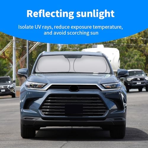 Front Windshield Sun Shade Custom Fit Compatible for Grand Highlander 2024-present Sunshade Foldable UV Ray Reflector Sun Visor Protector Shield Cover Reflective (for Grand Highlander 2024-present) - Image 3